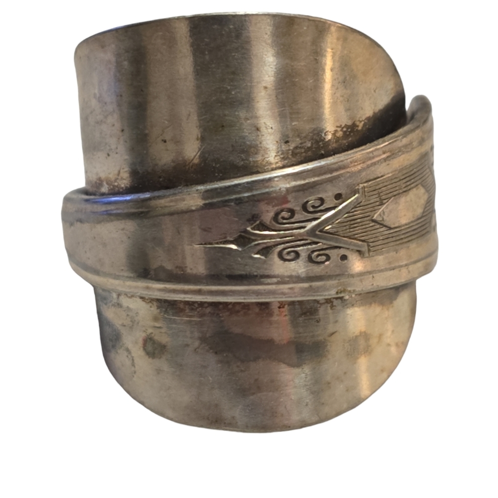 Vintage Hammered Flat Hand Forged Spoon Ring Size 13 L12
